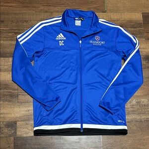 Adidas Blue Soccer Jacket with White Stripes